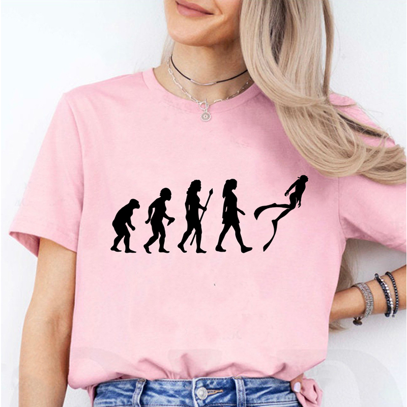 Women Fashion Evolution - Funny Evolution of Diving Women T-Shirt