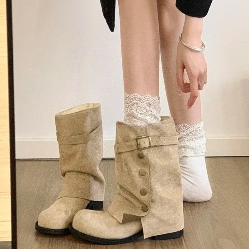Women'S Fashion Trousers - Winter Square Heel Women Mordern Trouser