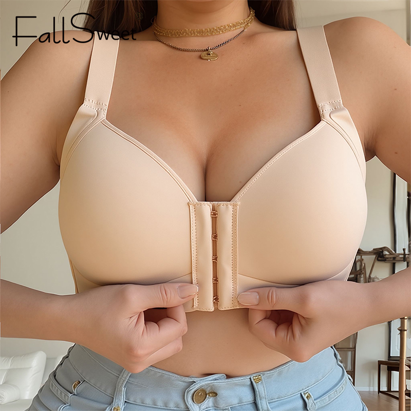 Bra Top Seamless - FallSweet Plus Size Wireless Front Closure