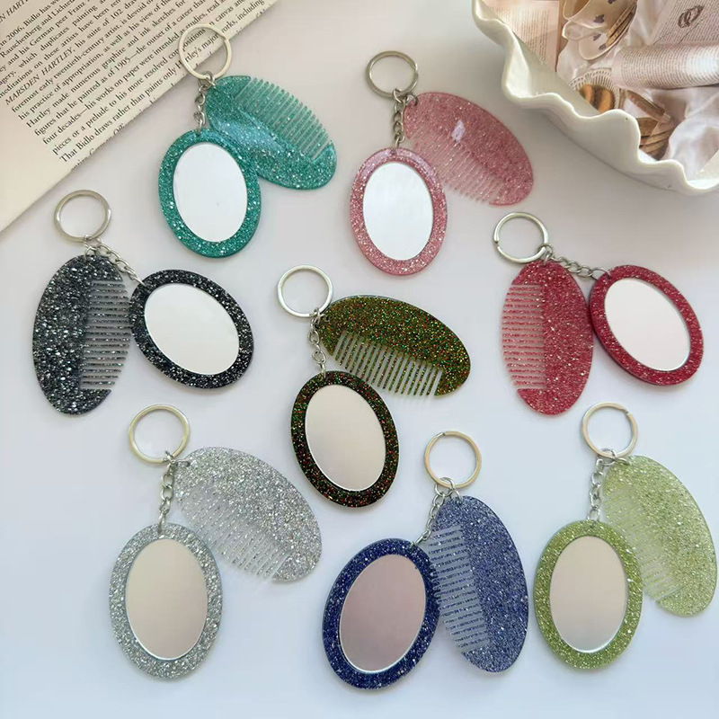 Women'S Ysl Fashion - Oval Comb Mirror Keychain Pendant Luxurious