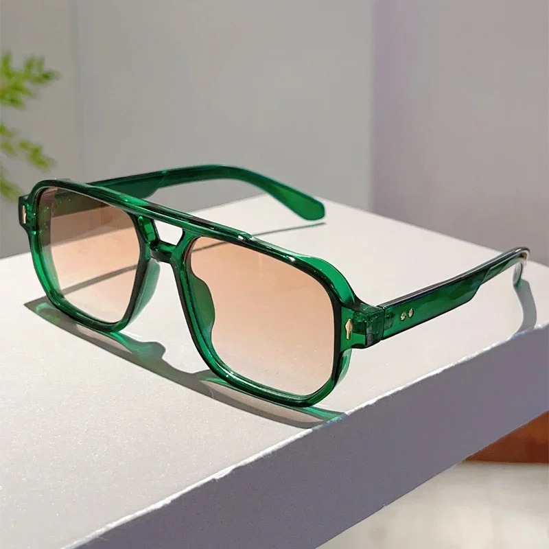 Women Fashion Glasses - New Vintage Double Bridges Square Sunglasses