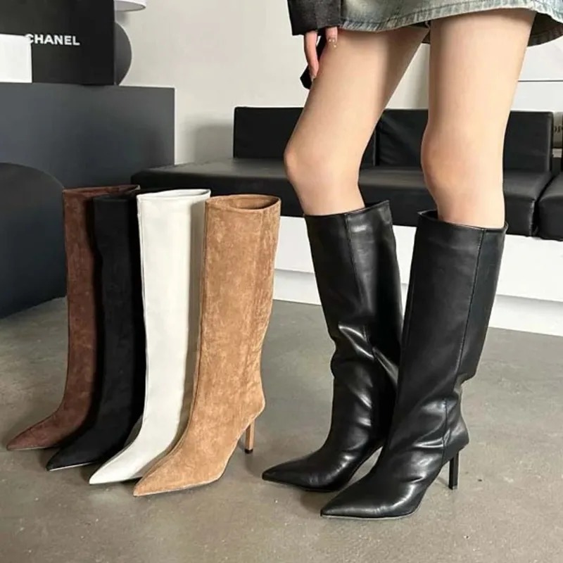 Women'S Fashion Leather Boots - Luxury Women Long Boots Fashion Suede
