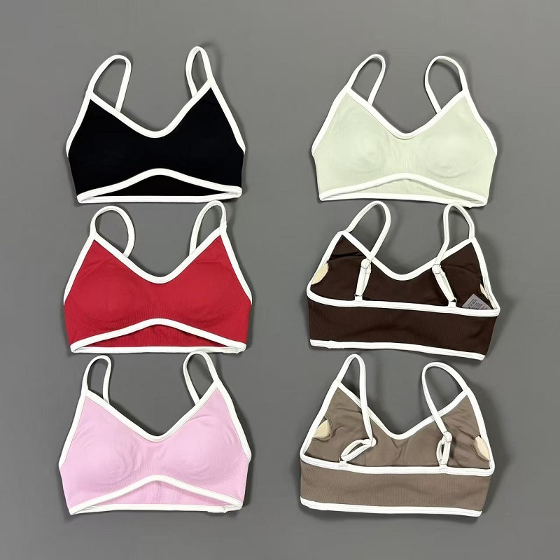 Bra Top Seamless - Women Contrastline Yoga Bra V Neck