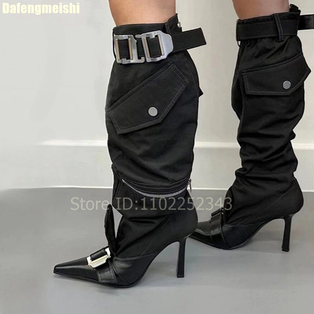 Women'S Fashion Leather Boots - 2026 Autumn Women Knee-High Boots Metal
