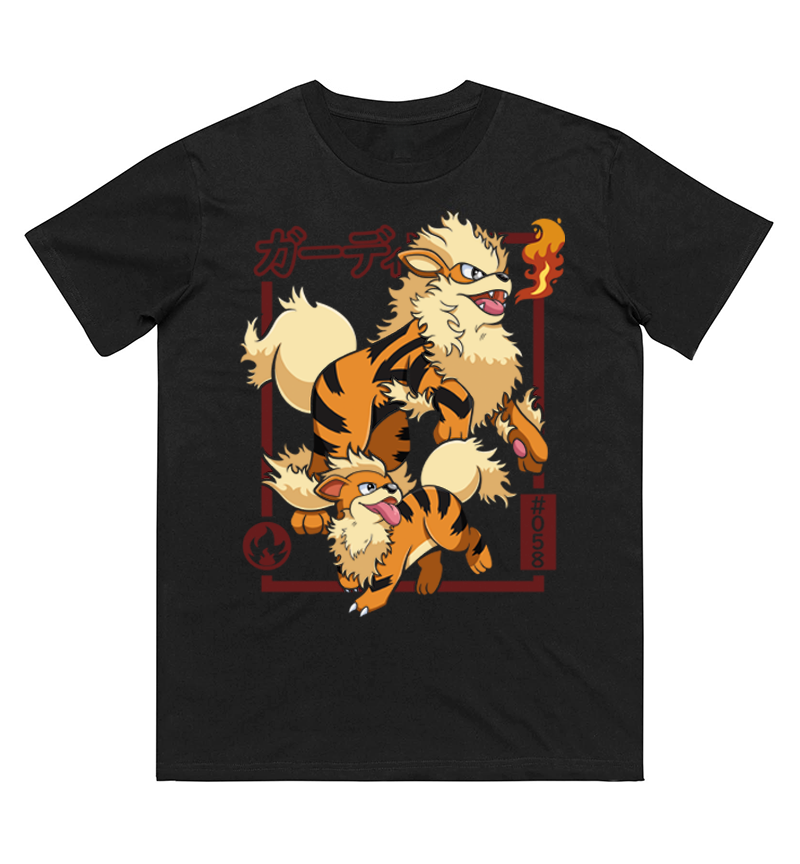Women Fashion Evolution - Pokémon Growlithe Evolution Printed Pure Cotton