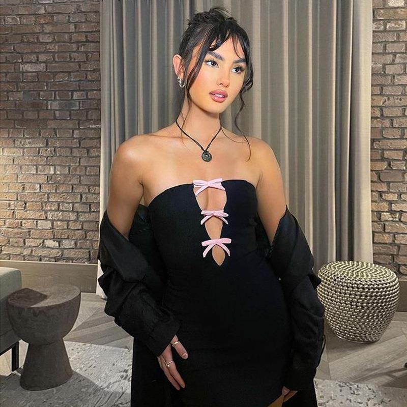 Elegant Bow Backless Sleeveles - Bodycon Dress Women review and price