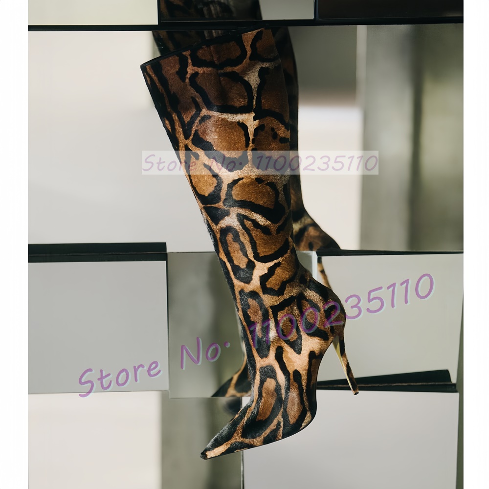 Leopard Print Faux Horsehair K - Women'S Fashion Leather Boots review and price