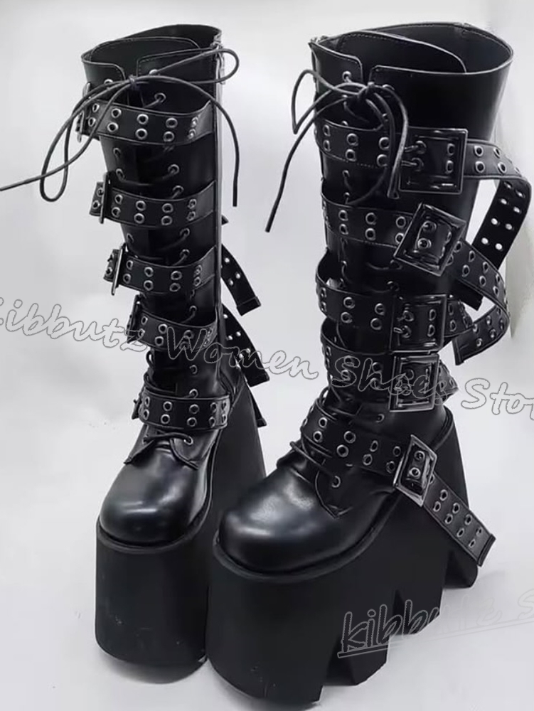Rivets Platform Knee High Boot - Women'S Fashion Leather Boots review and price