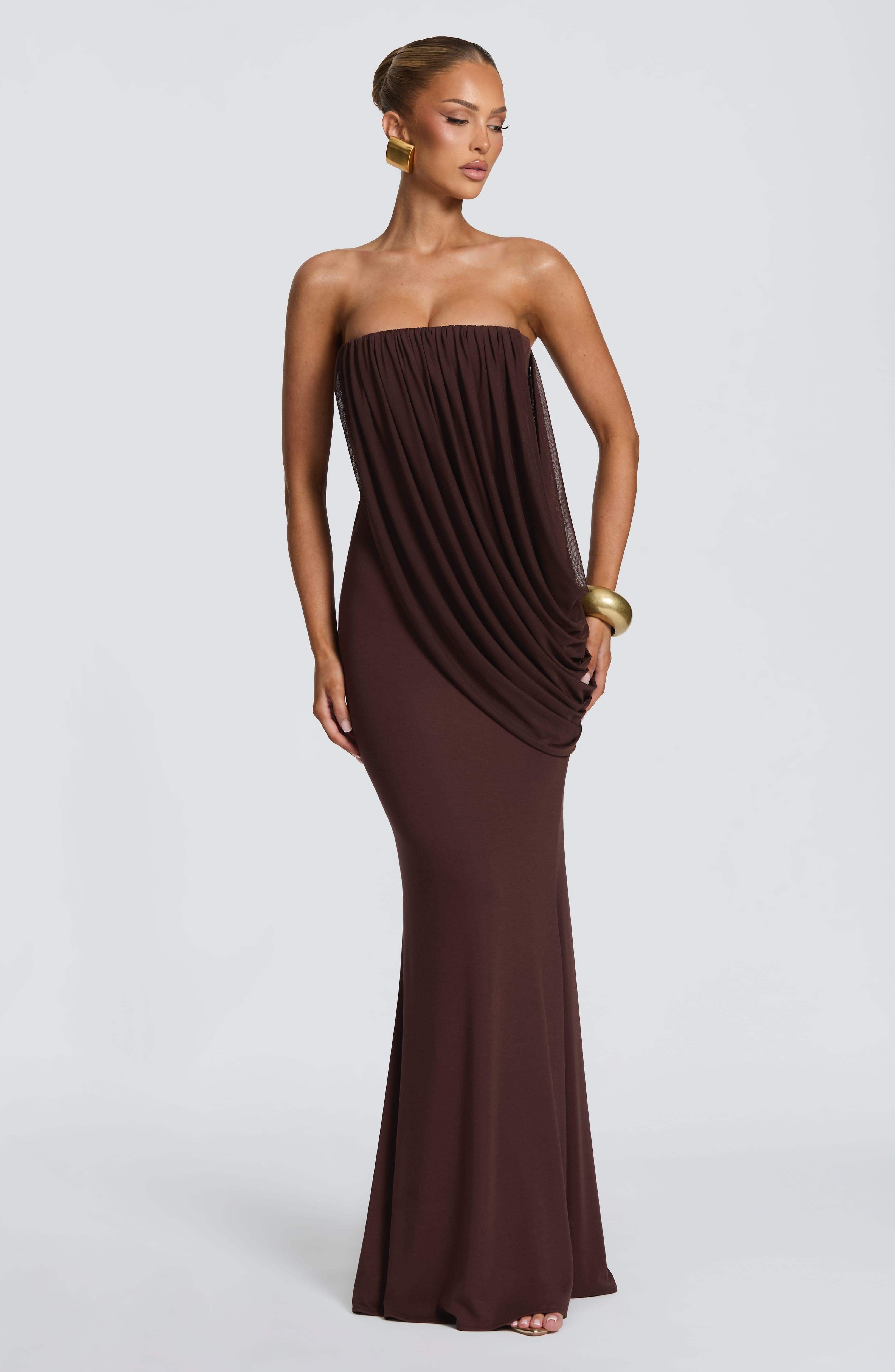 Strapless Draped Mermaid Maxi  - Bodycon Dress Women review and price