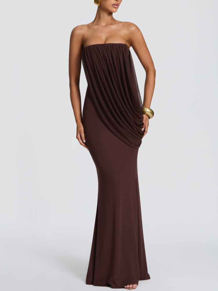 Strapless Draped Mermaid Maxi  - Bodycon Dress Women review and price