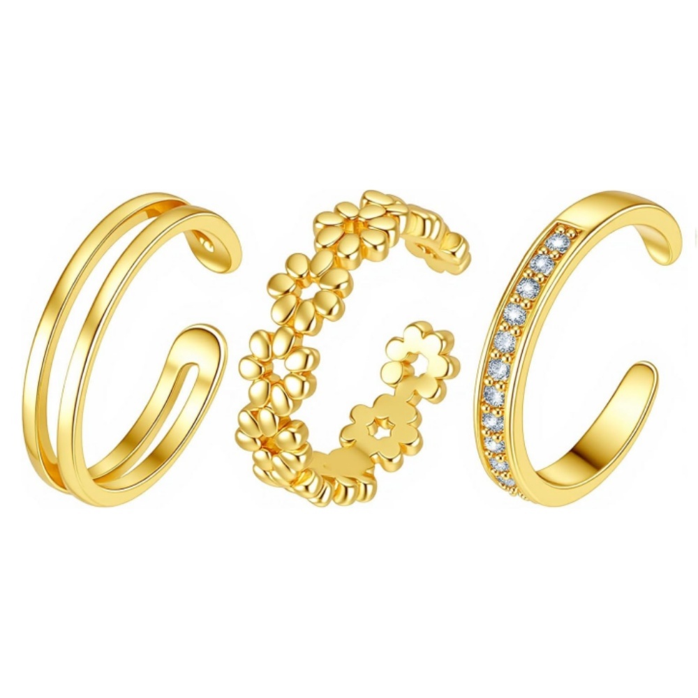 3Pcs Gold Open Adjustable Ring - Women'S Fashion Rings Gold review and price