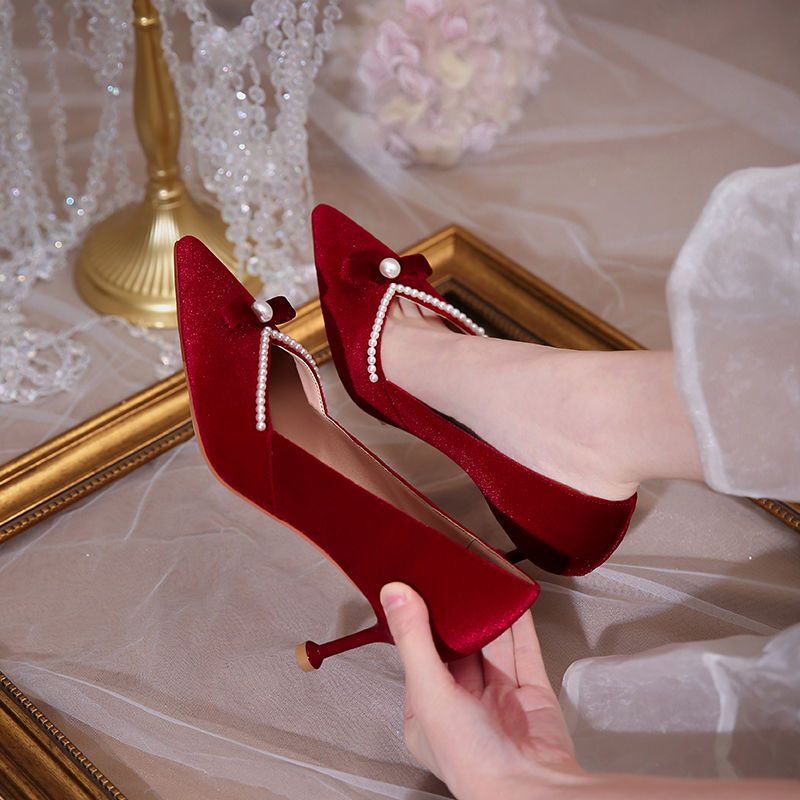 Red High Heel Pearl Ladies Pum - Women'S Fashion Quick Delivery review and price