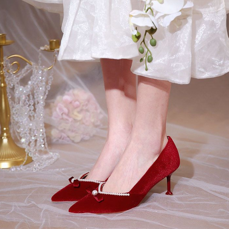 Red High Heel Pearl Ladies Pum - Women'S Fashion Quick Delivery review and price