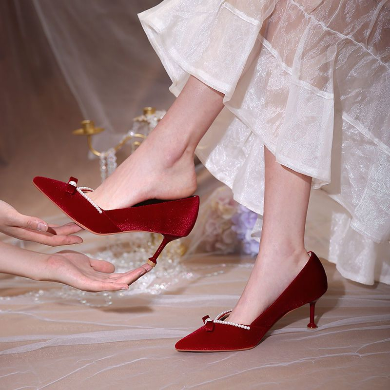 Red High Heel Pearl Ladies Pum - Women'S Fashion Quick Delivery review and price