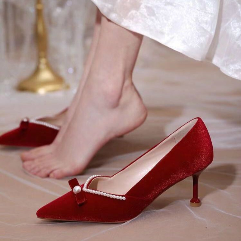 Red High Heel Pearl Ladies Pum - Women'S Fashion Quick Delivery review and price