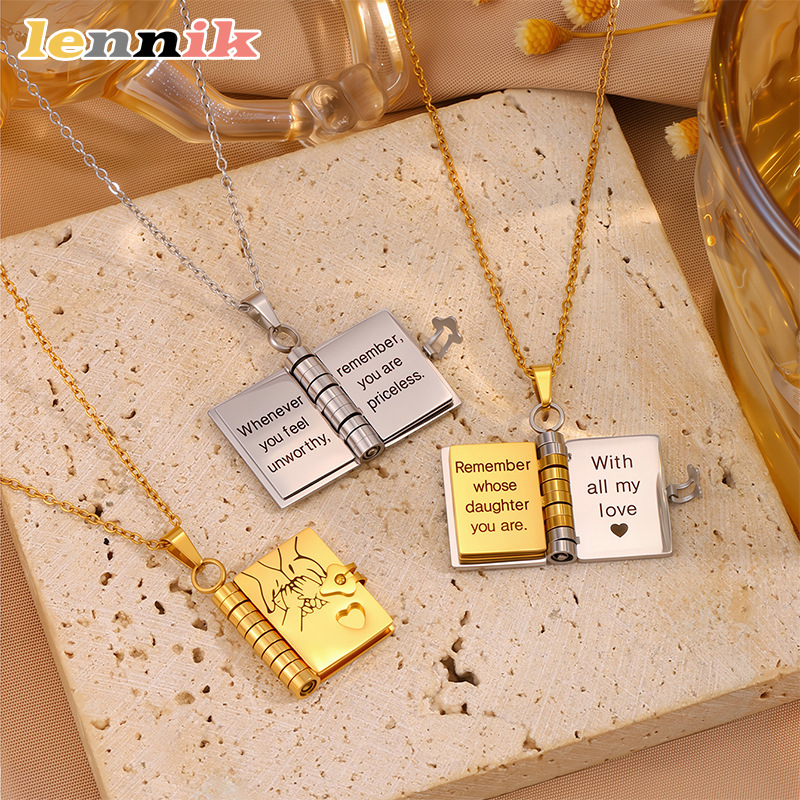 LENNIK Openable Book Necklace, - Women Fashion Open Now review and price