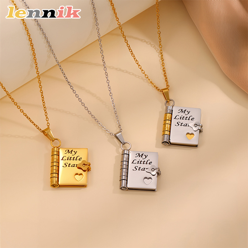 LENNIK Openable Book Necklace, - Women Fashion Open Now review and price