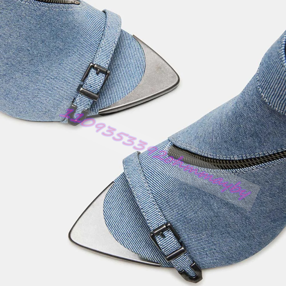 Summer Blue Denim Pointed-Toe  - Women'S Fashion Leather Boots review and price