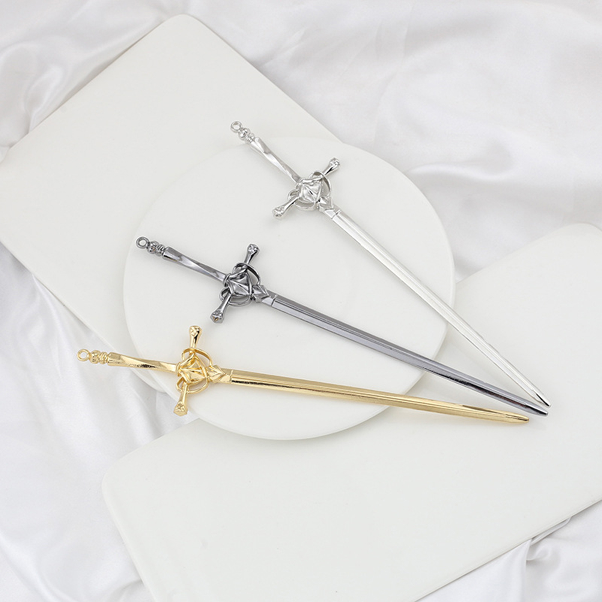 Metal Gray Sword Styling Pins  - Women Fashion Hair Style review and price