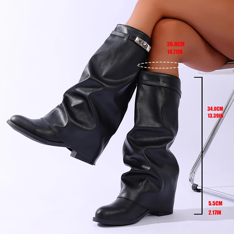 Brand Design Black Pu Leather  - Women'S Fashion Leather Boots review and price
